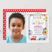 Drive by Birthday Party Parade Photo Invitation Kaart (Voorkant / Achterkant)