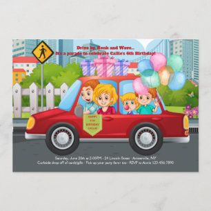 Drive by Birthday Party Parade Uitnodiging
