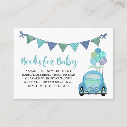 Drive by Blue Car Books for Baby Enclosure Card Informatiekaartje (Voorkant)