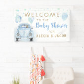 Drive by Boy Baby shower Gold Blue-auto Spandoek (Insitu)