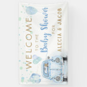 Drive by Boy Baby shower Gold Blue-auto Spandoek (Verticaal)