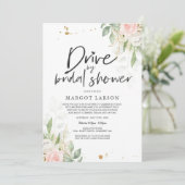 Drive by Bridal Shower Invitation Greenery & Gold Kaart (Staand voorkant)