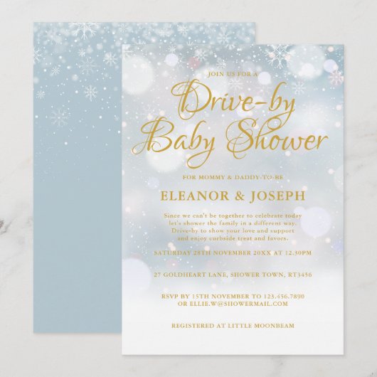 Drive-by Couples Winter Baby Shower Feestje Kaart (Voorkant / Achterkant)