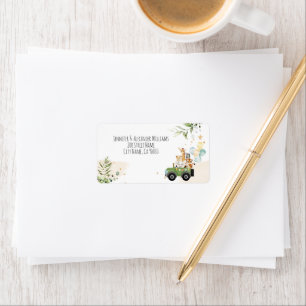 Drive-by Safari Baby Animals Baby shower Etiket