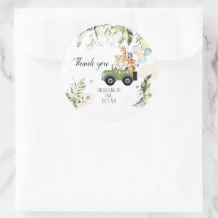 Drive-by Safari Baby Animals Baby shower Ronde Sticker
