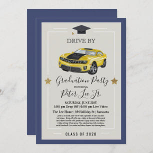 Drive by Virtual Male Graduparty Invitation Kaart