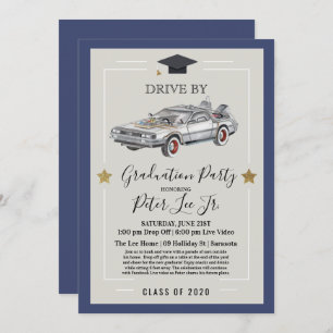Drive by Virtual Male Graduparty Invitation Kaart