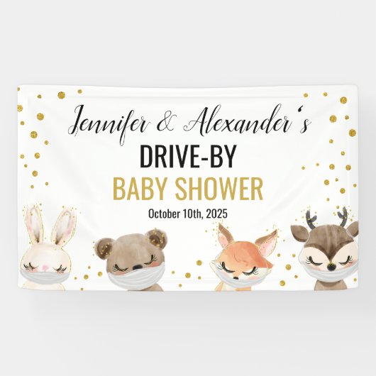 Drive-by Woodland Forest Baby shower Banner (Horizontaal)