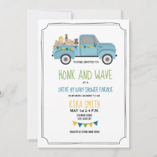 Drive Dru Baby shower  Blue Truck Kaart