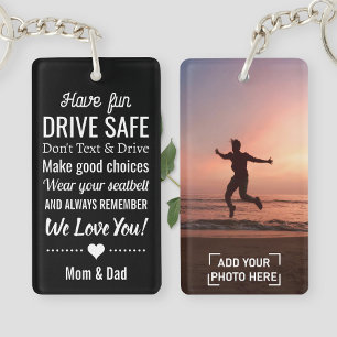 Drive Safe Reminder voor Zoon/Dochter Custom Photo Sleutelhanger