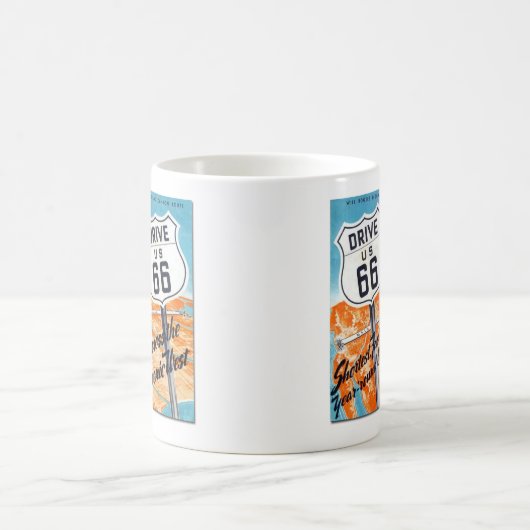 Drive U.S. Route 66 Retro Guide Coffee Mok (Center)