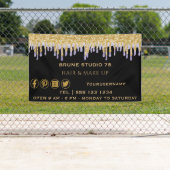 Driving Gold Paarse en sociale media-pictogrammen Spandoek (Insitu)