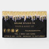 Driving Gold Paarse en sociale media-pictogrammen Spandoek (Horizontaal)