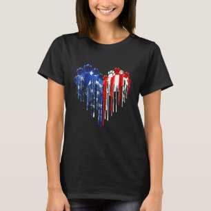 Driving Heart Dog Paw American Flag 4 juli P T-shirt