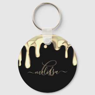 Driving Metal Gold Monogram Black Elegant Sleutelhanger