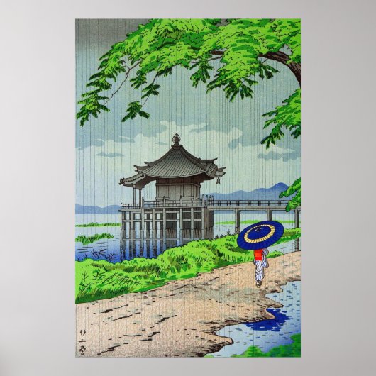 Drizzling Rain in Ukimido Fujishima Takeji 1950 Poster (Voorkant)