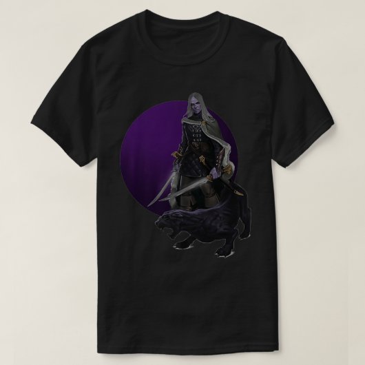 Drizzt en Guenhwyvar vergeten Realms Fan art sun T-shirt (Design voorkant)