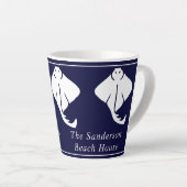 Drk Navy Blue Coastal Nautical Stingray Manta Ray Latte Mok (Rechterhoek)