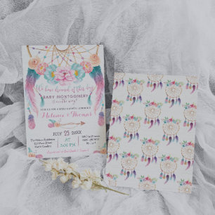 Drocatcher Boho Baby shower Invitation Tribal Kaart