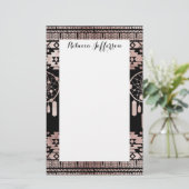 Drocatcher Roos Gold Tribal Aztec op Black Briefpapier (Staand voorkant)