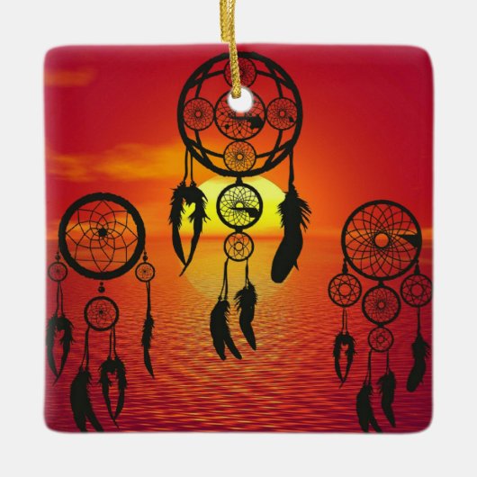 Drocatcher Sunset Keramisch Ornament (Voorkant)