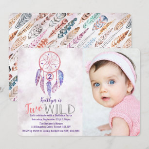 Drocatcher Two Wild Photo Birthday Invitations Kaart