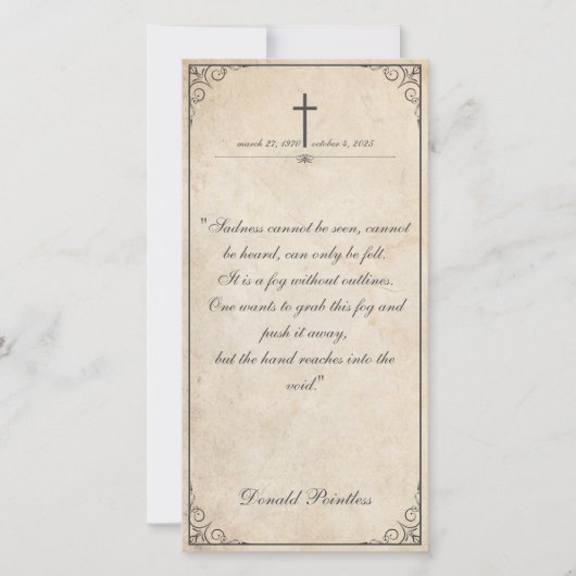 Droefheid is niet te zien - Rouwkaart Vintage (Voorkant)