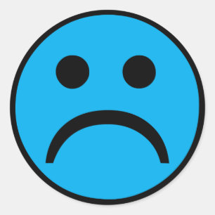 Droevig gezicht ronde sticker