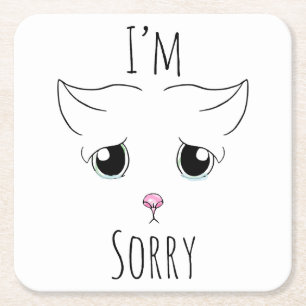 Droevig kattengezicht: Het spijt me Vierkante Kartonnen Onderzetter