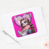droevig meisje Grafisch Ontwerp Vierkante Sticker (Envelop)