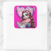 droevig meisje Grafisch Ontwerp Vierkante Sticker (Tas)