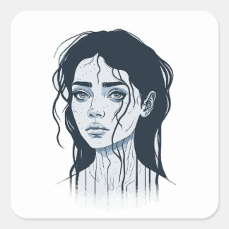 Droevig meisje sticker