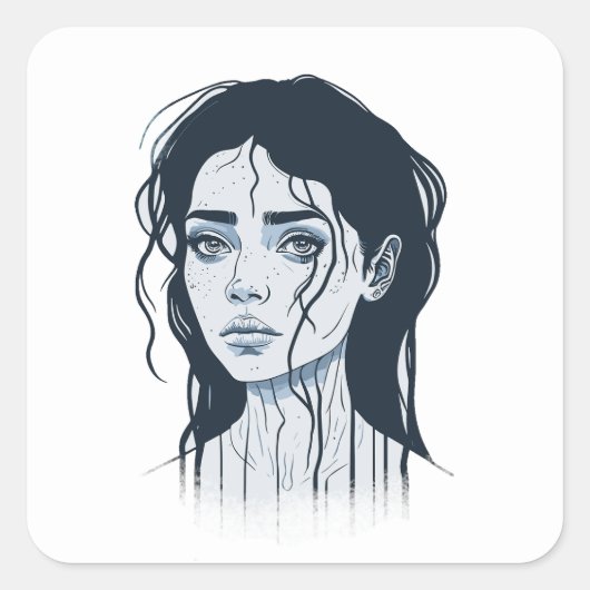 Droevig meisje sticker (Voorkant)