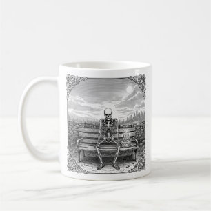 Droevig skelet met verjaardagstaart Grappig goth g Koffiemok