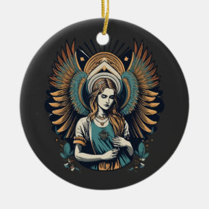 Droevige Engel in de Hemel Keramisch Ornament