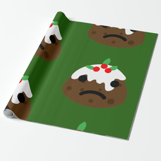 droevige kerstpudding cadeaupapier (Uitgerold)