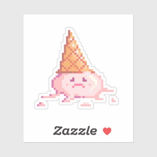 Droevige Pixel Art Ijsje kegel  Sticker (Vel)