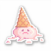 Droevige Pixel Art Ijsje kegel  Sticker (Voorkant)