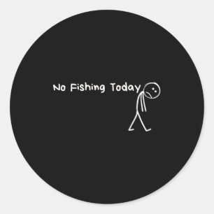 Droevige Stick Figure Visliefhebber Geen Vissen Va Ronde Sticker