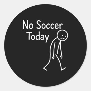 Droevige Stick Figure Voetbalfan Geen Voetbal Vand Ronde Sticker