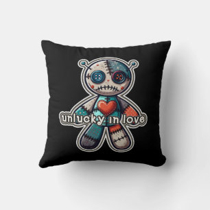 Droevige VOODOO Pop Beer PECH in de LIEFDE Kussen