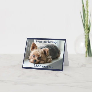 Droevige Yorkie Late Verjaardag Kaart