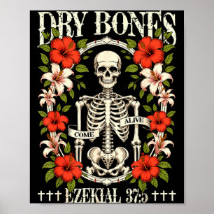 Droge botten komen tot leven Grappig skelet bloem Poster