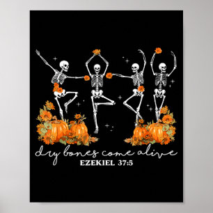 Droge botten komen tot leven Halloween skelet dans Poster