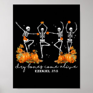 Droge botten komen tot leven Halloween skelet dans Poster