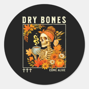 Droge botten komen tot leven Herfst Skelet Bloem C Ronde Sticker