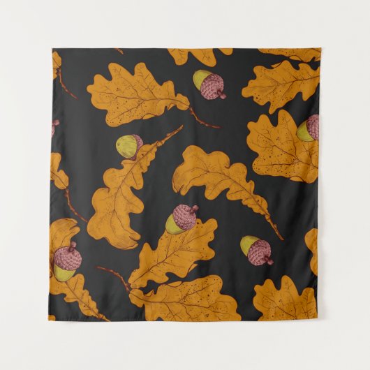 Droge eikenbladeren en eikels. met de hand getrokk wandkleed (Voorkant (horizontaal))