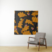 Droge eikenbladeren en eikels. met de hand getrokk wandkleed (In Situ (horizontaal))