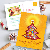 Droge en heldere kleurrijke kerstboom feestdagenkaart