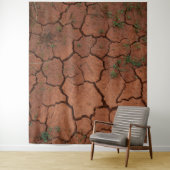 Droge, gebarsten grond wandkleed (In situ)